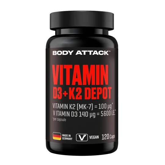 Body Attack Vitamin D3 + K2 Depot 120 Kapseln