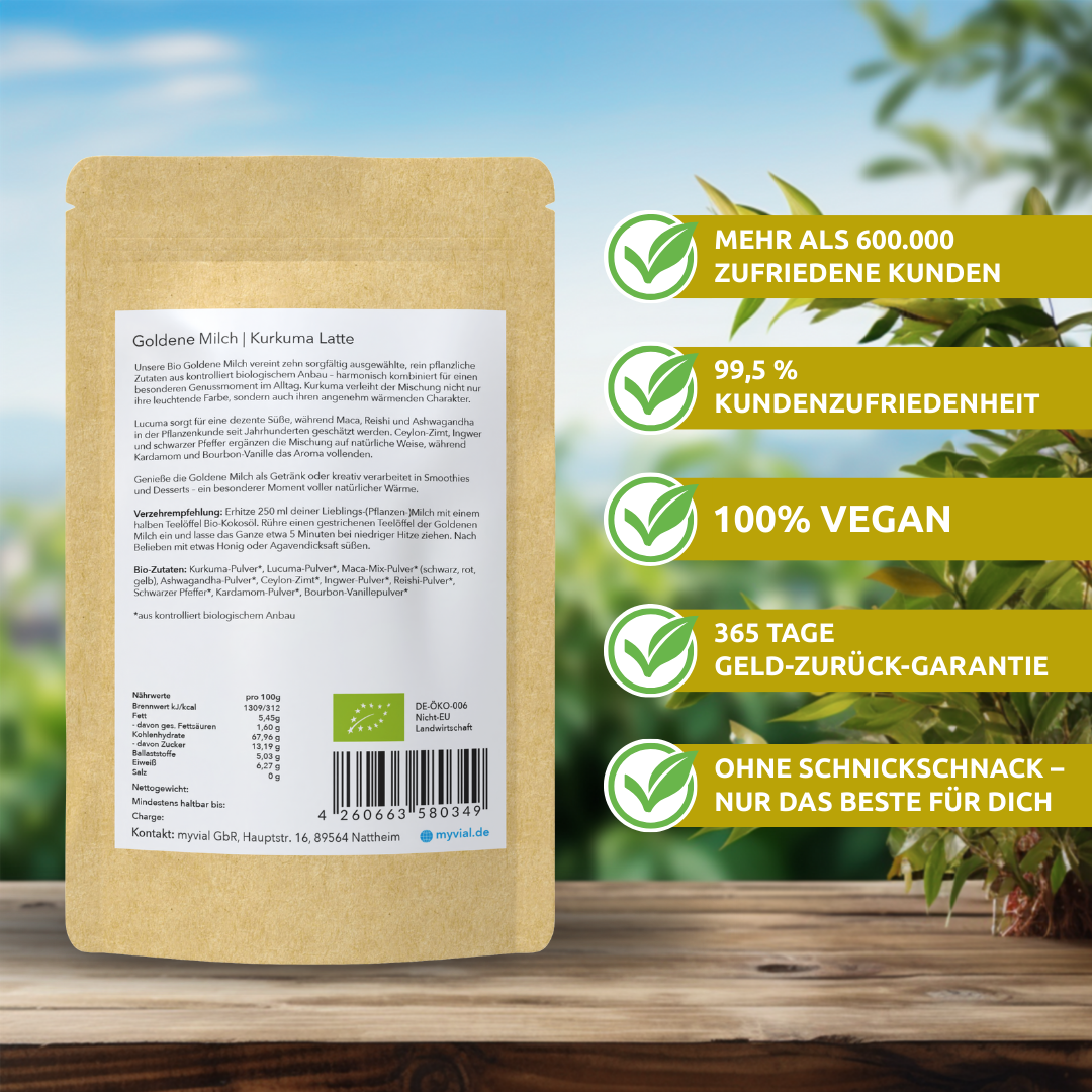 Bio Goldene Milch Latte mit 10 ayurvedischen Superfoods