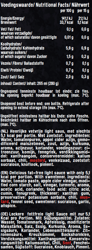 XXL Nutrition Light Sauce 265ml Bottle