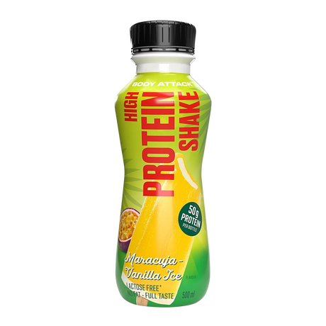 Body Attack High Protein Shake 500ml Flasche Maracuja Vanilla Ice