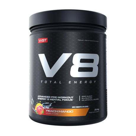 Vast V8 Total Energy 314g Pre Booster peach mango